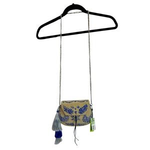 Sam Edelman Tatiana Iron Hardcase Bag Beaded Crossbody Denim Blue 30813029